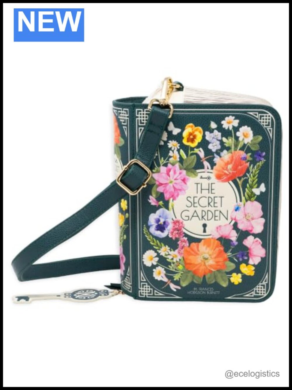 Vegan Leather Book Shaped Crossbody Bag with Adjustable Strap